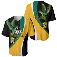 Jamaica Independence Day Personalized Baseball Jersey Green and Yellow Tribal Hummingbird - Wonder Print Shop