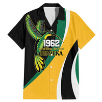 Jamaica Independence Day Personalized Family Matching Mermaid Dress and Hawaiian Shirt Green and Yellow Tribal Hummingbird - Wonder Print Shop