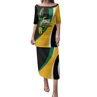 Jamaica Independence Day Personalized Family Matching Puletasi and Hawaiian Shirt Green and Yellow Tribal Hummingbird - Wonder Print Shop