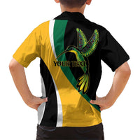 Jamaica Independence Day Personalized Hawaiian Shirt Green and Yellow Tribal Hummingbird - Wonder Print Shop