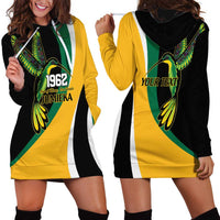 Jamaica Independence Day Personalized Hoodie Dress Green and Yellow Tribal Hummingbird - Wonder Print Shop