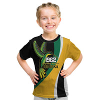 Jamaica Independence Day Personalized Kid T Shirt Green and Yellow Tribal Hummingbird - Wonder Print Shop