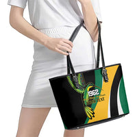 Jamaica Independence Day Personalized Leather Tote Bag Green and Yellow Tribal Hummingbird - Wonder Print Shop