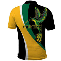 Jamaica Independence Day Personalized Polo Shirt Green and Yellow Tribal Hummingbird - Wonder Print Shop