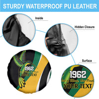 Jamaica Independence Day Personalized Spare Tire Cover Green and Yellow Tribal Hummingbird - Wonder Print Shop