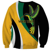 Jamaica Independence Day Personalized Sweatshirt Green and Yellow Tribal Hummingbird - Wonder Print Shop