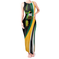 Jamaica Independence Day Personalized Tank Maxi Dress Green and Yellow Tribal Hummingbird - Wonder Print Shop