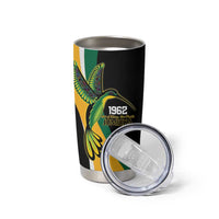 Jamaica Independence Day Personalized Tumbler Cup Green and Yellow Tribal Hummingbird - Wonder Print Shop