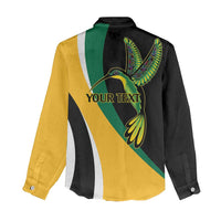 Jamaica Independence Day Personalized Women Casual Shirt Green and Yellow Tribal Hummingbird - Wonder Print Shop