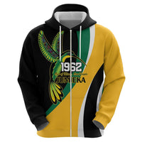 Jamaica Independence Day Personalized Zip Hoodie Green and Yellow Tribal Hummingbird - Wonder Print Shop