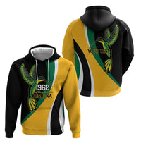 Jamaica Independence Day Personalized Zip Hoodie Green and Yellow Tribal Hummingbird - Wonder Print Shop