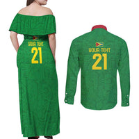 Golden Jaguars Fan Pride Custom Couples Matching Off Shoulder Maxi Dress and Long Sleeve Button Shirt Support Green Gold and Glory - Wonder Print Shop