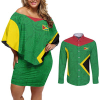 Golden Jaguars Fan Pride Custom Couples Matching Off Shoulder Short Dress and Long Sleeve Button Shirt Support Green Gold and Glory - Wonder Print Shop
