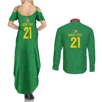 Golden Jaguars Fan Pride Custom Couples Matching Summer Maxi Dress and Long Sleeve Button Shirt Support Green Gold and Glory - Wonder Print Shop
