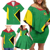 Golden Jaguars Fan Pride Custom Family Matching Off Shoulder Short Dress and Hawaiian Shirt Support Green Gold and Glory - Wonder Print Shop