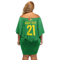 Golden Jaguars Fan Pride Custom Family Matching Off Shoulder Short Dress and Hawaiian Shirt Support Green Gold and Glory - Wonder Print Shop