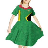 Golden Jaguars Fan Pride Custom Kid Short Sleeve Dress Support Green Gold and Glory - Wonder Print Shop