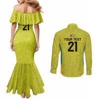 Golden Jaguars Football Custom Couples Matching Mermaid Dress and Long Sleeve Button Shirt Proud of Guyana - Wonder Print Shop