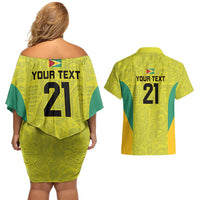 Golden Jaguars Football Custom Couples Matching Off Shoulder Short Dress and Hawaiian Shirt Proud of Guyana - Wonder Print Shop