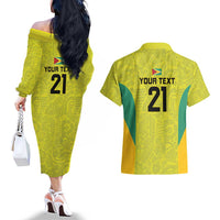 Golden Jaguars Football Custom Couples Matching Off The Shoulder Long Sleeve Dress and Hawaiian Shirt Proud of Guyana - Wonder Print Shop