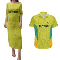 Golden Jaguars Football Custom Couples Matching Puletasi and Hawaiian Shirt Proud of Guyana - Wonder Print Shop