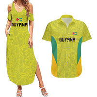 Golden Jaguars Football Custom Couples Matching Summer Maxi Dress and Hawaiian Shirt Proud of Guyana - Wonder Print Shop