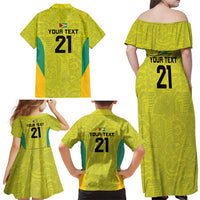Golden Jaguars Football Custom Family Matching Off Shoulder Maxi Dress and Hawaiian Shirt Proud of Guyana - Wonder Print Shop