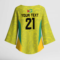 Golden Jaguars Football Custom Kimono Sleeve Blouse Proud of Guyana - Wonder Print Shop