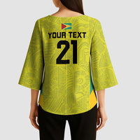 Golden Jaguars Football Custom Kimono Sleeve Blouse Proud of Guyana - Wonder Print Shop