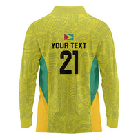 Golden Jaguars Football Custom Long Sleeve Polo Shirt Proud of Guyana - Wonder Print Shop