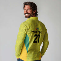 Golden Jaguars Football Custom Long Sleeve Polo Shirt Proud of Guyana - Wonder Print Shop