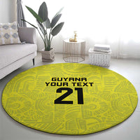 Golden Jaguars Football Custom Round Carpet Proud of Guyana - Wonder Print Shop