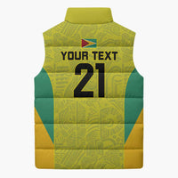 Golden Jaguars Football Custom Sleeveless Puffer Jacket Proud of Guyana - Wonder Print Shop