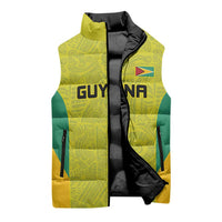 Golden Jaguars Football Custom Sleeveless Puffer Jacket Proud of Guyana - Wonder Print Shop