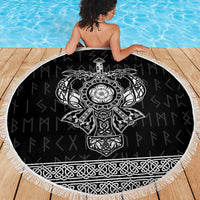 Vikings from Yorkshire Beach Blanket Black Spirit of Jorvik - Wonder Print Shop