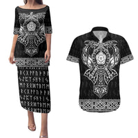 Vikings from Yorkshire Couples Matching Puletasi and Hawaiian Shirt Black Spirit of Jorvik - Wonder Print Shop