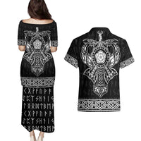 Vikings from Yorkshire Couples Matching Puletasi and Hawaiian Shirt Black Spirit of Jorvik - Wonder Print Shop
