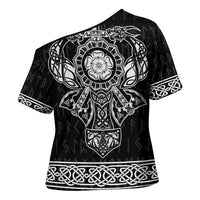 Vikings from Yorkshire Cross Shoulder Shirt Black Spirit of Jorvik - Wonder Print Shop