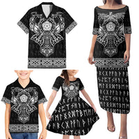 Vikings from Yorkshire Family Matching Puletasi and Hawaiian Shirt Black Spirit of Jorvik - Wonder Print Shop