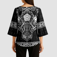 Vikings from Yorkshire Kimono Sleeve Blouse Black Spirit of Jorvik - Wonder Print Shop