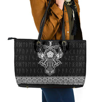 Vikings from Yorkshire Leather Tote Bag Black Spirit of Jorvik - Wonder Print Shop