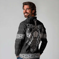 Vikings from Yorkshire Long Sleeve Polo Shirt Black Spirit of Jorvik - Wonder Print Shop