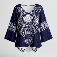 Vikings from Yorkshire Kimono Sleeve Blouse Blue Spirit of Jorvik - Wonder Print Shop