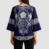 Vikings from Yorkshire Kimono Sleeve Blouse Blue Spirit of Jorvik - Wonder Print Shop