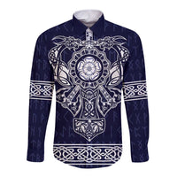 Vikings from Yorkshire Long Sleeve Button Shirt Blue Spirit of Jorvik - Wonder Print Shop