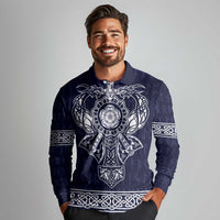Vikings from Yorkshire Long Sleeve Polo Shirt Blue Spirit of Jorvik - Wonder Print Shop