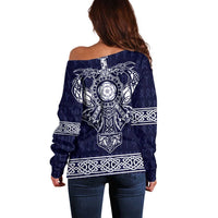Vikings from Yorkshire Off Shoulder Sweater Blue Spirit of Jorvik - Wonder Print Shop