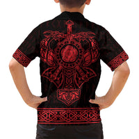 Vikings from Yorkshire Family Matching Off Shoulder Maxi Dress and Hawaiian Shirt Red Spirit of Jorvik - Wonder Print Shop