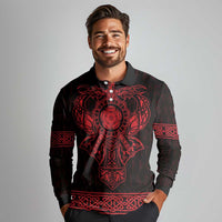 Vikings from Yorkshire Long Sleeve Polo Shirt Red Spirit of Jorvik - Wonder Print Shop