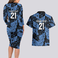 Custom Yorkshire Vikings Heritage Pride Couples Matching Long Sleeve Bodycon Dress and Hawaiian Shirt White Rose of Yorkshire - Wonder Print Shop
